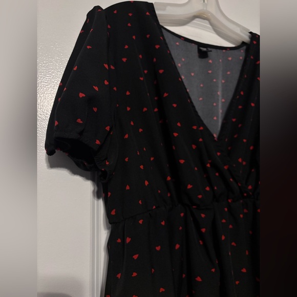 Black Red Heart Mini Dress Cottagecore Valentine Coquette 0XL - Picture 4 of 5